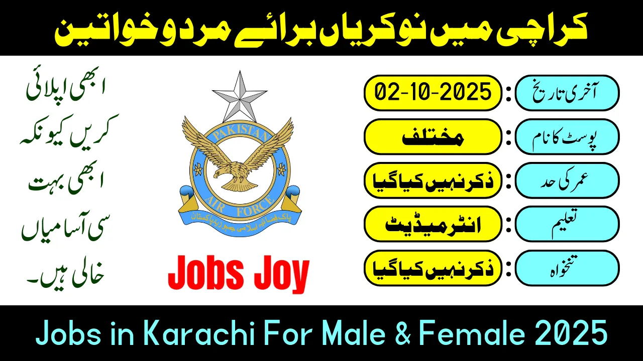 Jobs in Karachi For Male & Female Intermediate 2025